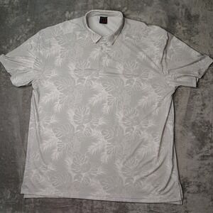 Tropical Bros Polo Shirt Mens 2XL Gray Floral AOP Golf Performance‎ Stretch